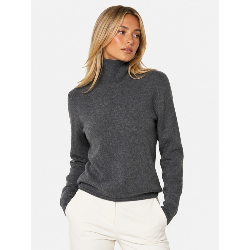 Just Cashmere by Forte Gray 100% Cashmere Turtleneck Sweater S
